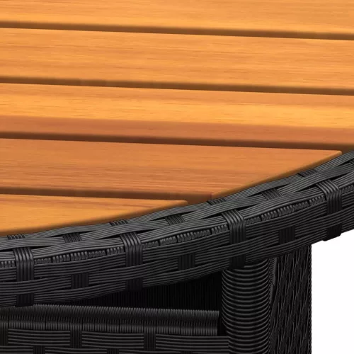  fekete akácfa és polyrattan kerti asztal Ø80 x 75 cm