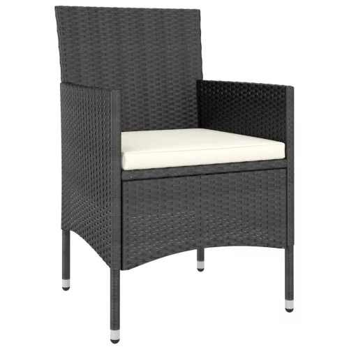  4 részes fekete kerti polyrattan szék- és zsámolyszett