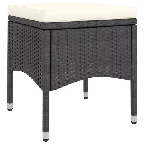  4 részes fekete kerti polyrattan szék- és zsámolyszett