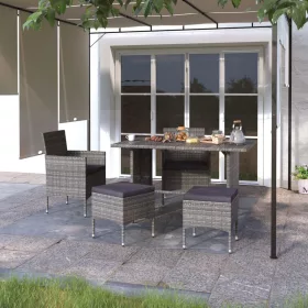  4 részes szürke kerti polyrattan szék- és zsámolyszett