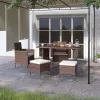  4 részes barna kerti polyrattan szék- és zsámolyszett