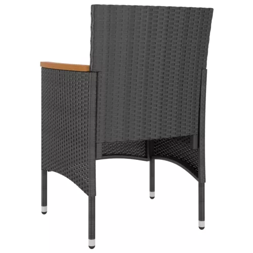  4 részes fekete polyrattan kerti szék- és zsámolyszett