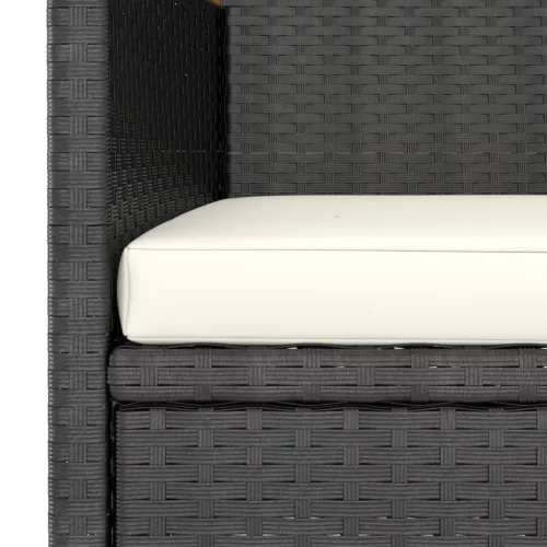  4 részes fekete polyrattan kerti szék- és zsámolyszett
