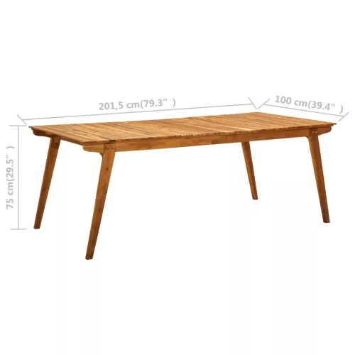  tömör akácfa kerti asztal 201,5 x 100 x 75 cm