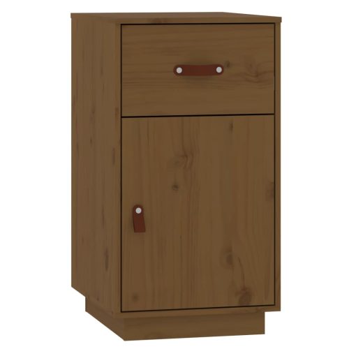  mézbarna tömör fenyőfa fésülködőasztal szett LED-del