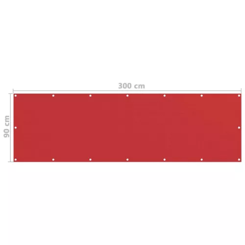  piros HDPE erkélytakaró 90 x 300 cm