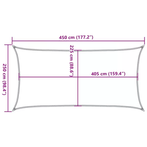  antracitszürke HDPE napvitorla 160 g/m² 2,5 x 4,5 m 