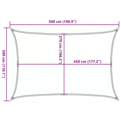  antracitszürke HDPE napvitorla 160 g/m² 3 x 5 m 