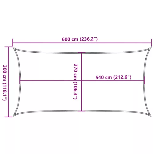  antracitszürke HDPE napvitorla 160 g/m² 3 x 6 m