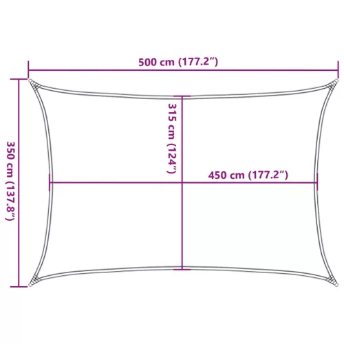  antracitszürke HDPE napvitorla 160 g/m² 3,5 x 5 m