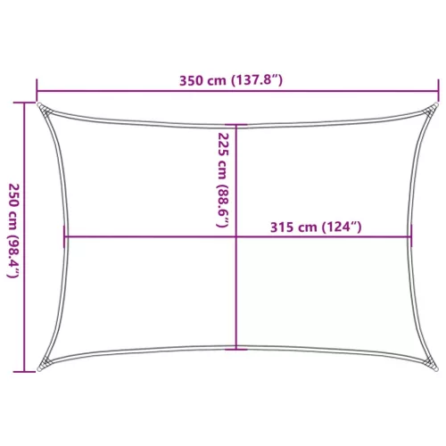  bézs HDPE napvitorla 160 g/m² 2,5 x 3,5 m