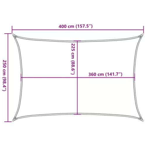  bézs HDPE napvitorla 160 g/m² 2,5 x 4 m