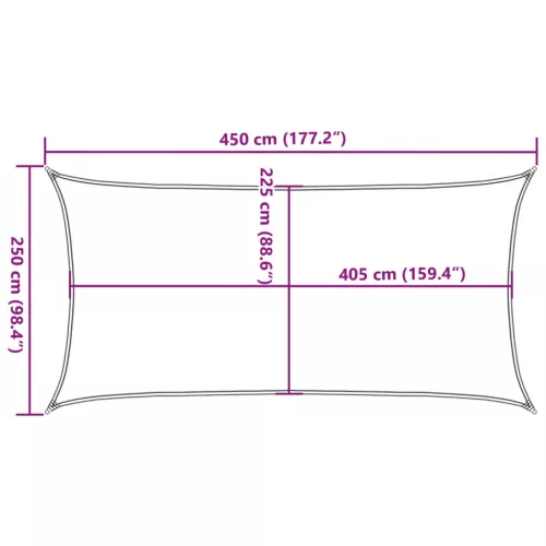  bézs HDPE napvitorla 160 g/m² 2,5 x 4,5 m
