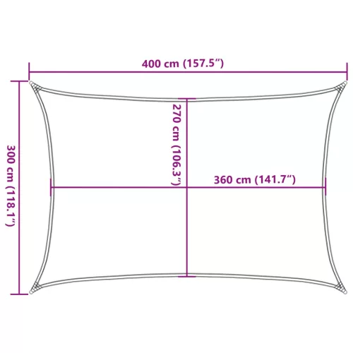  bézs HDPE napvitorla 160 g/m² 3 x 4 m