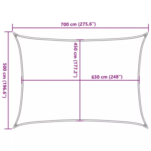  bézs HDPE napvitorla 160 g/m² 5 x 7 m