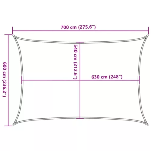  bézs HDPE napvitorla 160 g/m² 6 x 7 m