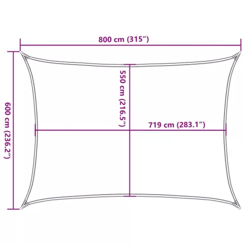  bézs HDPE napvitorla 160 g/m² 6 x 8 m