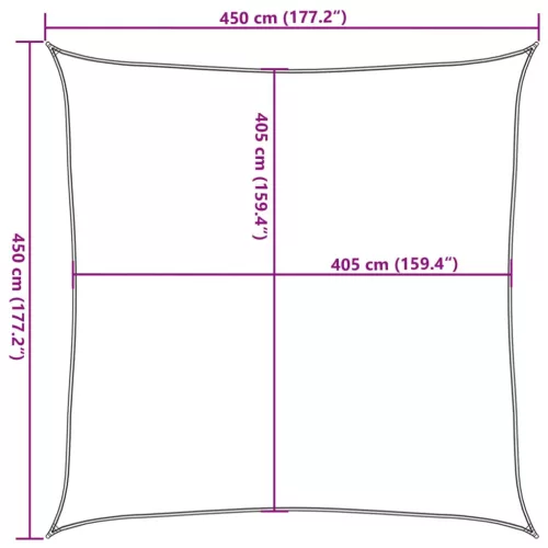  krémszínű HDPE napvitorla 160 g/m² 4,5 x 4,5 m