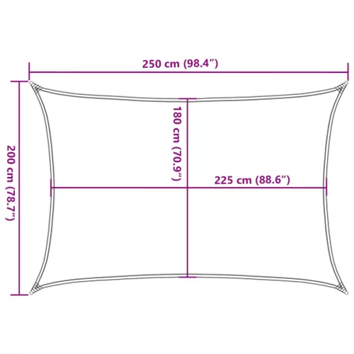  krémszínű HDPE napvitorla 160 g/m² 2 x 2,5 m