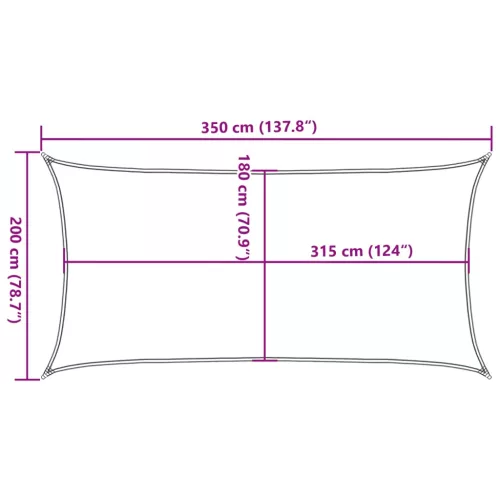  krémszínű HDPE napvitorla 160 g/m² 2 x 3,5 m