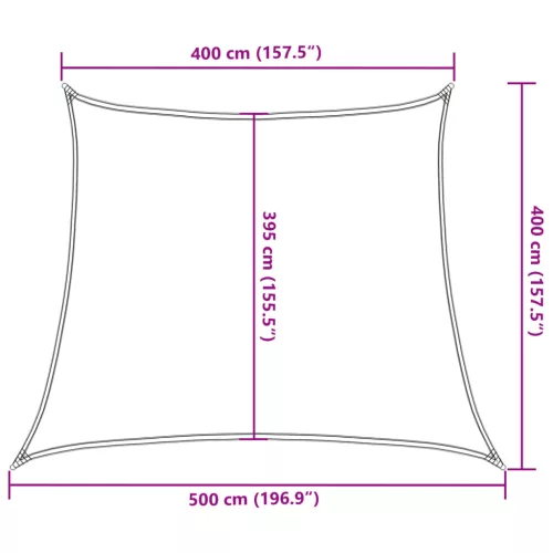  krémszínű HDPE napvitorla 160 g/m² 4/5 x 4 m