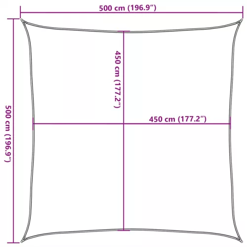  fehér HDPE napvitorla 160 g/m² 5 x 5 m