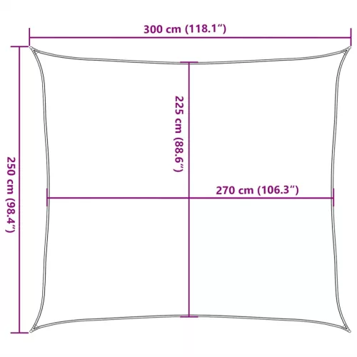  fehér HDPE napvitorla 160 g/m² 2,5 x 3 m