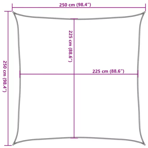  terrakotta HDPE napvitorla 160 g/m² 2,5x2,5 m