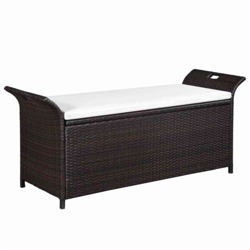 VID barna polyrattan tárolópad párnával 138 cm