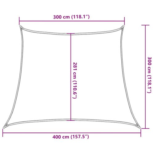  terrakotta trapéz alakú HDPE napvitorla 160 g/m² 3/4 x 2 m