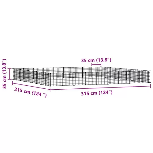  36 paneles fekete acél kisállatketrec ajtóval 35 x 35 cm