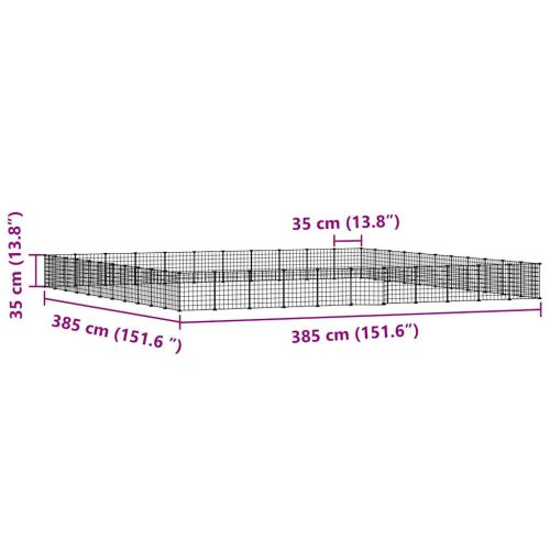  44 paneles fekete acél kisállatketrec ajtóval 35 x 35 cm