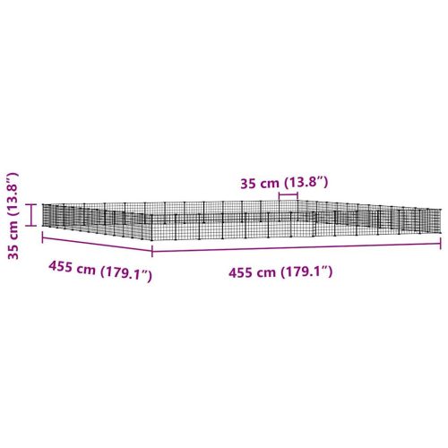  52 paneles fekete acél kisállatketrec ajtóval 35 x 35 cm