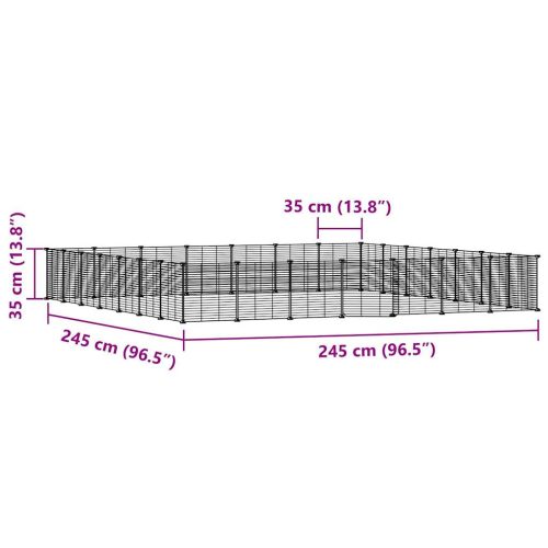  28 paneles fekete acél kisállatketrec ajtóval 35 x 35 cm