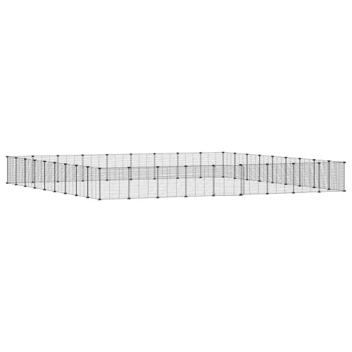  36 paneles fekete acél kisállatketrec ajtóval 35 x 35 cm