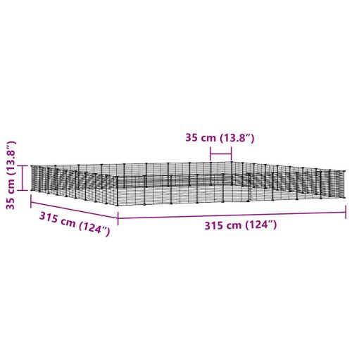  36 paneles fekete acél kisállatketrec ajtóval 35 x 35 cm