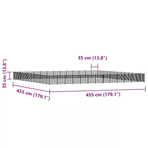  52 paneles fekete acél kisállatketrec ajtóval 35 x 35 cm