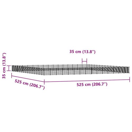  60 paneles fekete acél kisállatketrec ajtóval 35 x 35 cm