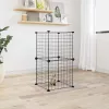  8-paneles fekete acél kisállatketrec 35 x 35 cm