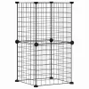  8-paneles fekete acél kisállatketrec 35 x 35 cm