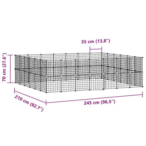  52 paneles fekete acél kisállatketrec ajtóval 35 x 35 cm