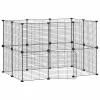  20 paneles fekete acél kisállatketrec ajtóval 35 x 35 cm