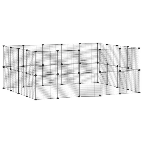  36 paneles fekete acél kisállatketrec ajtóval 35 x 35 cm