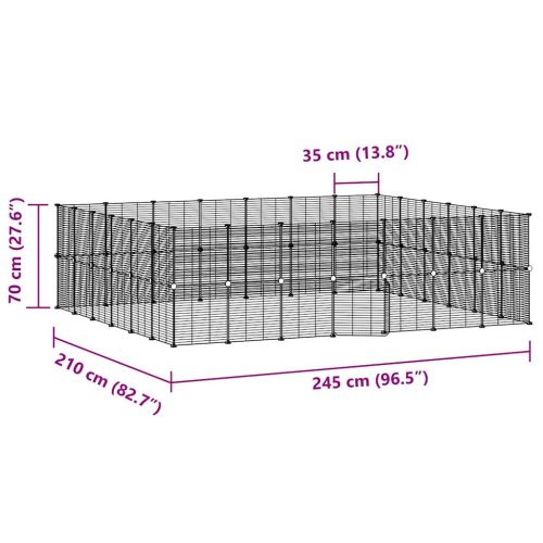  52 paneles fekete acél kisállatketrec ajtóval 35 x 35 cm