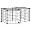  8 paneles fekete acél kisállatketrec ajtóval 35 x 35 cm