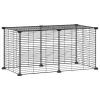 8-paneles fekete acél kisállatketrec 35 x 35 cm