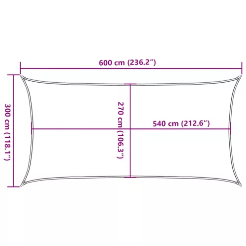  tópszínű HDPE napvitorla 160 g/m² 3 x 6 m