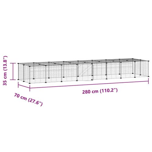  36 paneles fekete acél kisállatketrec ajtóval 35 x 35 cm