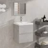  betonszürke fürdőszobai mosdószekrény mosdóval és tükörrel