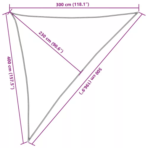  tópszínű HDPE napvitorla 160 g/m² 3 x 4 x 5 m